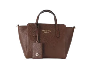 GUCCI SWING MEDIUM (368827 498879) BROWN LEATHER 2WAYS BAG GOLD HARDWARE WITH STRAPS AND DUST COVER