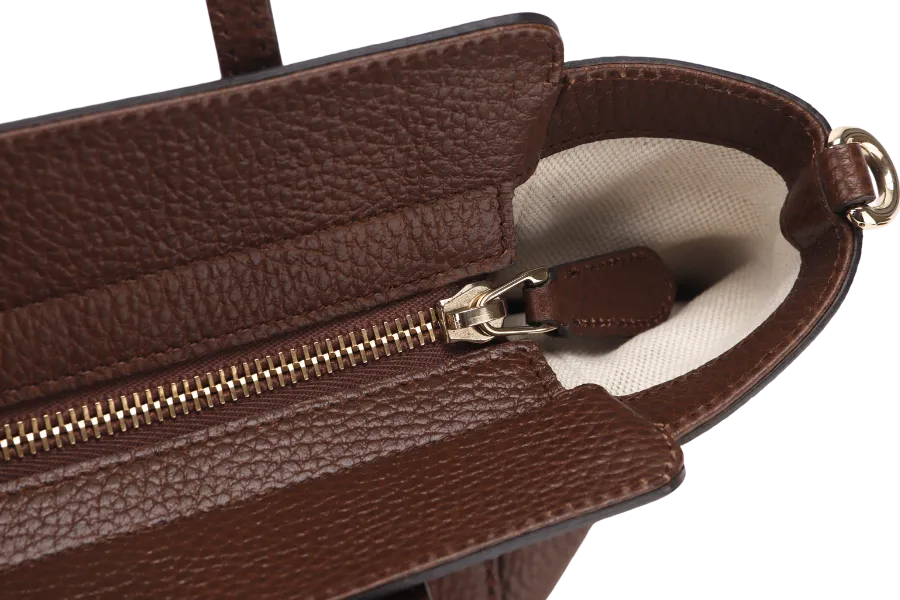 GUCCI SWING MEDIUM (368827 498879) BROWN LEATHER 2WAYS BAG GOLD HARDWARE WITH STRAPS AND DUST COVER
