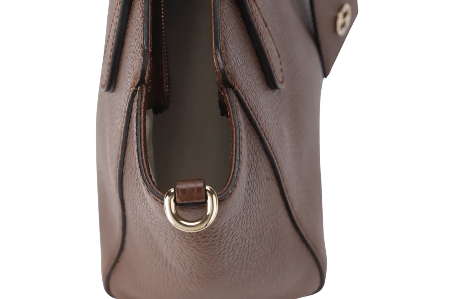 GUCCI SWING MEDIUM (368827 498879) BROWN LEATHER 2WAYS BAG GOLD HARDWARE WITH STRAPS AND DUST COVER