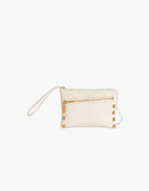 Hammitt Nash Small Crossbody Clutch in Calla Lily White & Brushed Gold