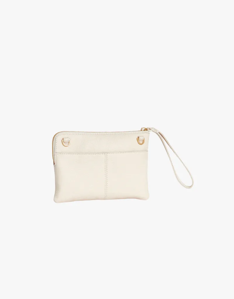 Hammitt Nash Small Crossbody Clutch in Calla Lily White & Brushed Gold