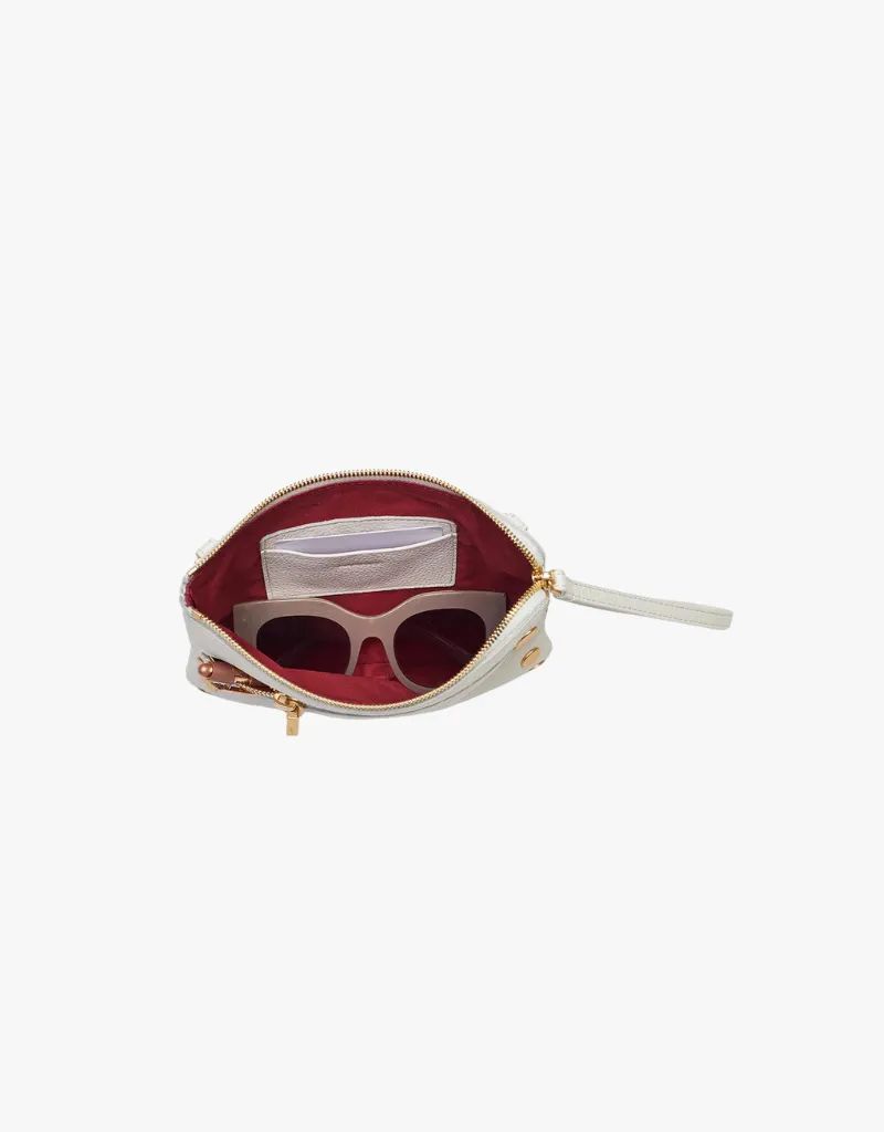 Hammitt Nash Small Crossbody Clutch in Calla Lily White & Brushed Gold