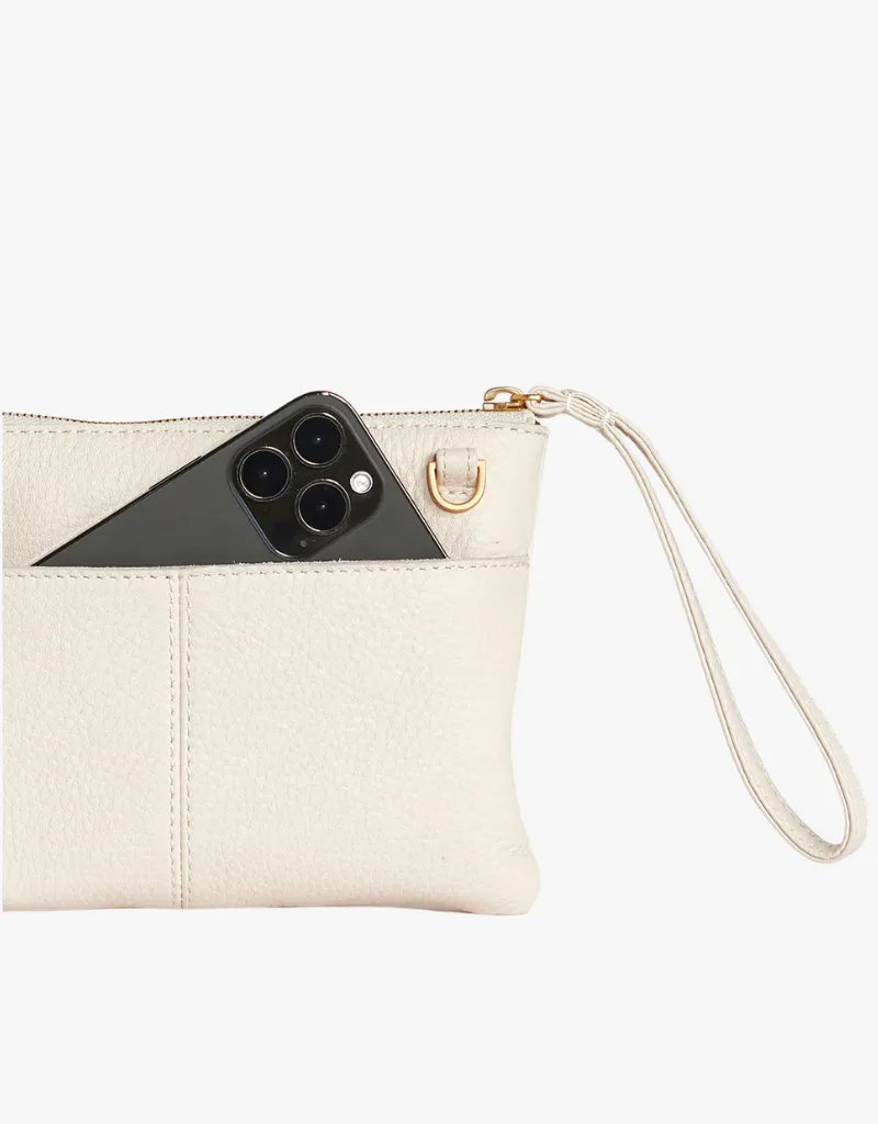 Hammitt Nash Small Crossbody Clutch in Calla Lily White & Brushed Gold