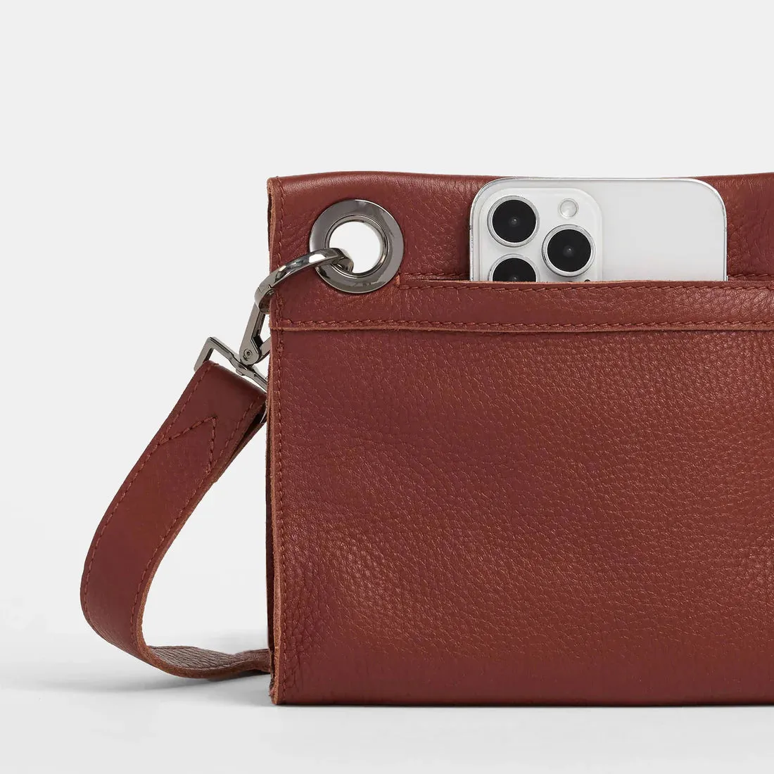 Hammitt Tony Small Baroque Brown/Gunmetal Leather Crossbody