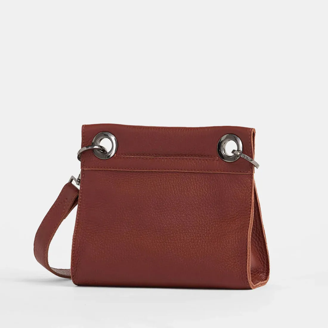 Hammitt Tony Small Baroque Brown/Gunmetal Leather Crossbody