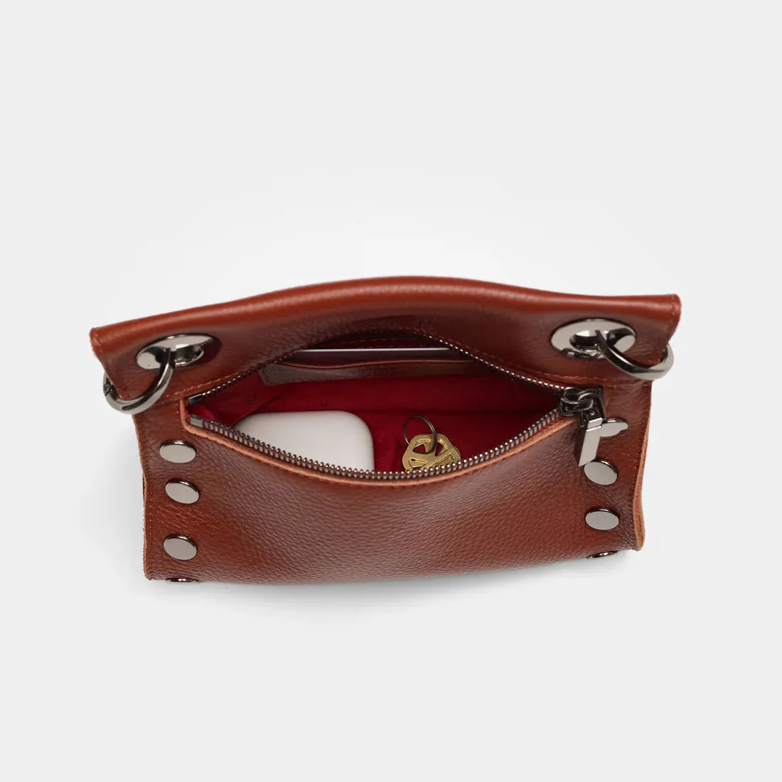 Hammitt Tony Small Baroque Brown/Gunmetal Leather Crossbody