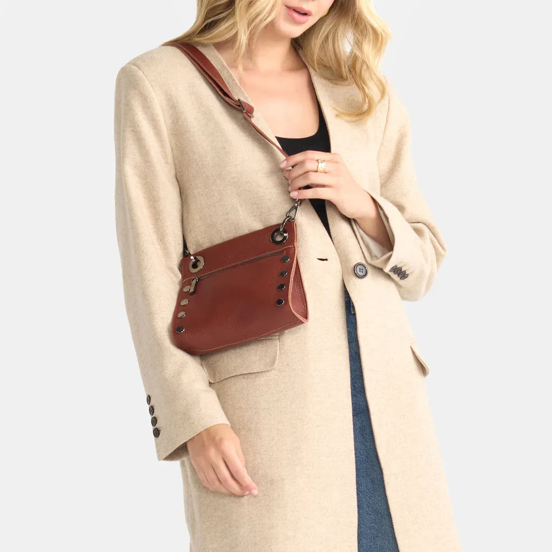 Hammitt Tony Small Baroque Brown/Gunmetal Leather Crossbody