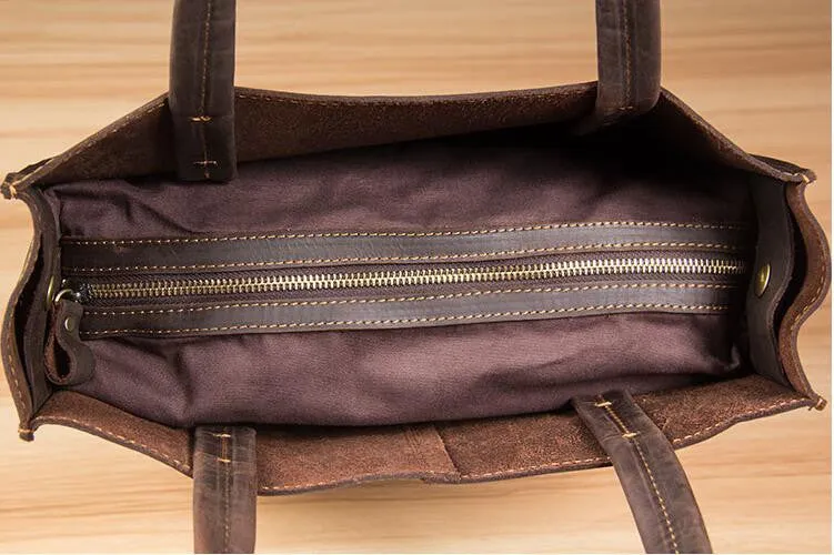 Handmade Crazy Horse Leather Tote Bag, Shopping Bag, Leather Shoulder Bag For Women