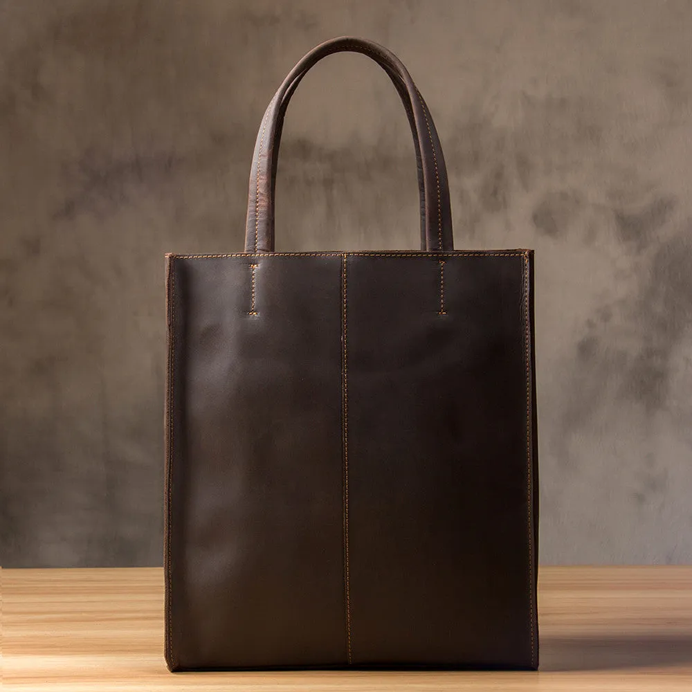Handmade Crazy Horse Leather Tote Bag, Shopping Bag, Leather Shoulder Bag For Women