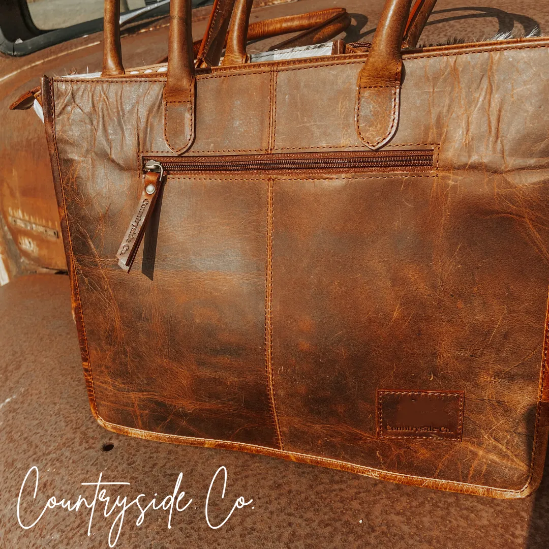 Jesse Cowhide and Tooled Leather Tote Purse by Countryside Co.