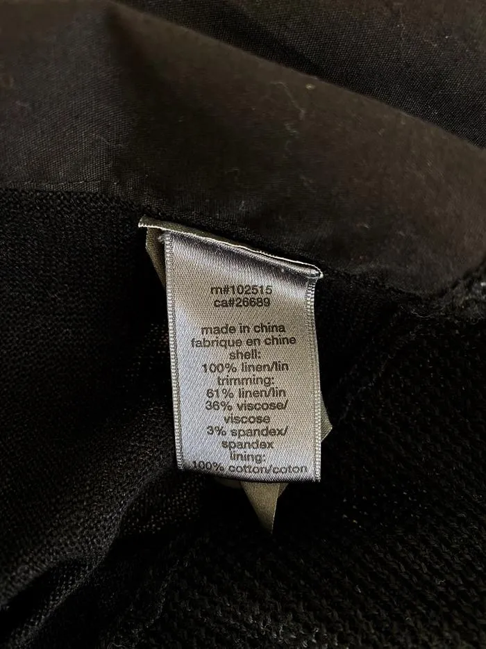 John Varvatos Cardigan Black/White Paneled Linen Size Extra Extra Large