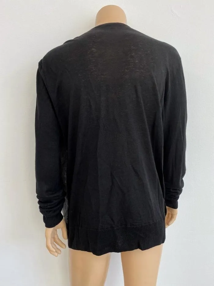 John Varvatos Cardigan Black/White Paneled Linen Size Extra Extra Large