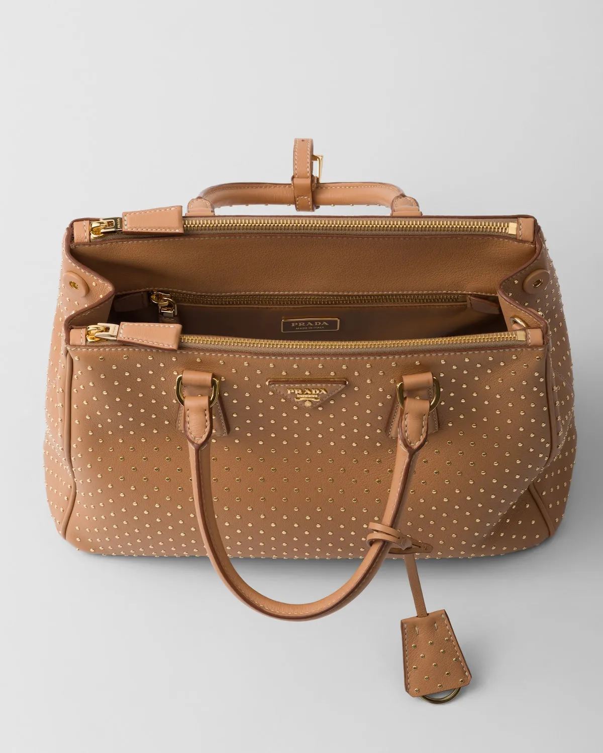 Large Prada Galleria Studded Leather Bag