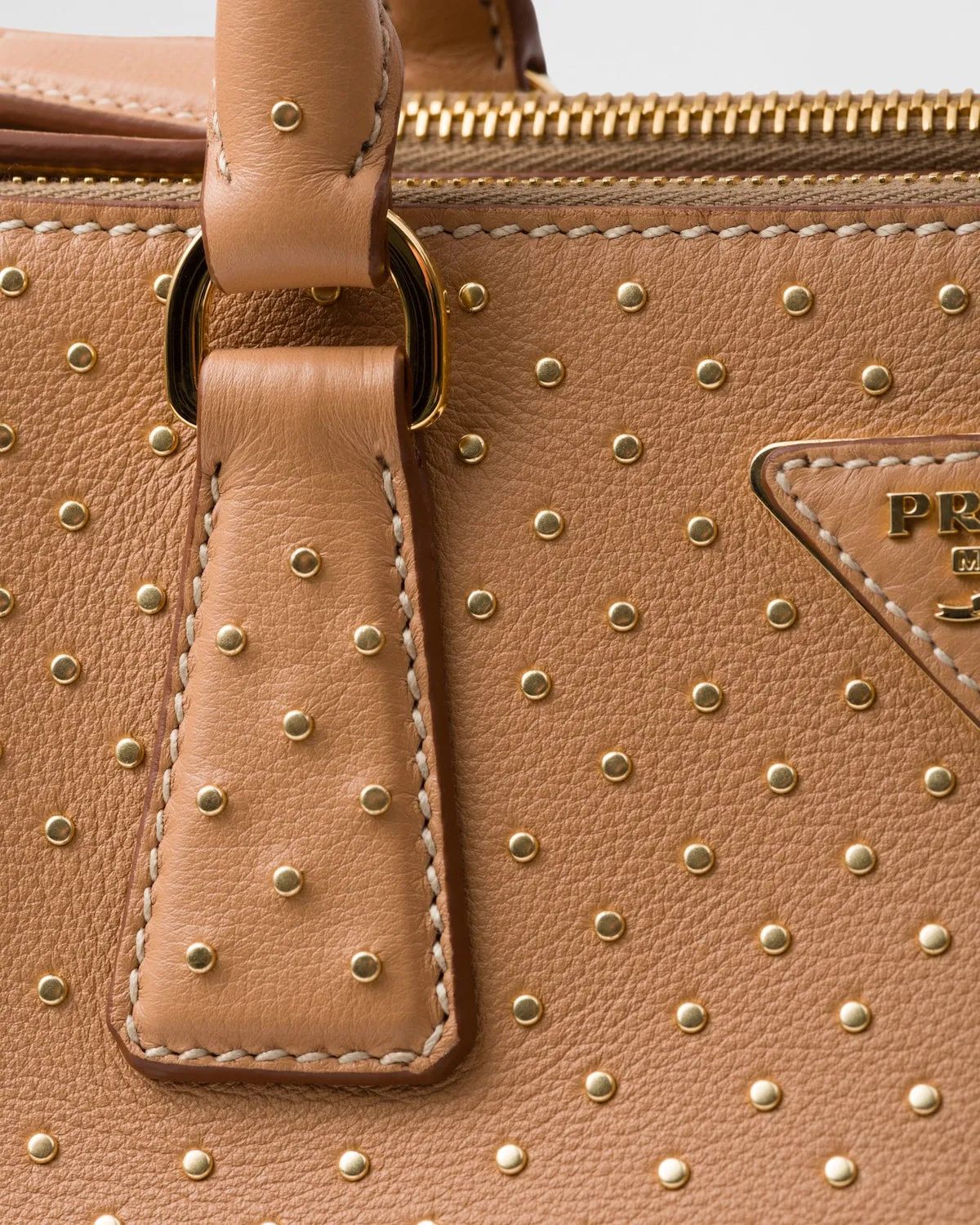 Large Prada Galleria Studded Leather Bag