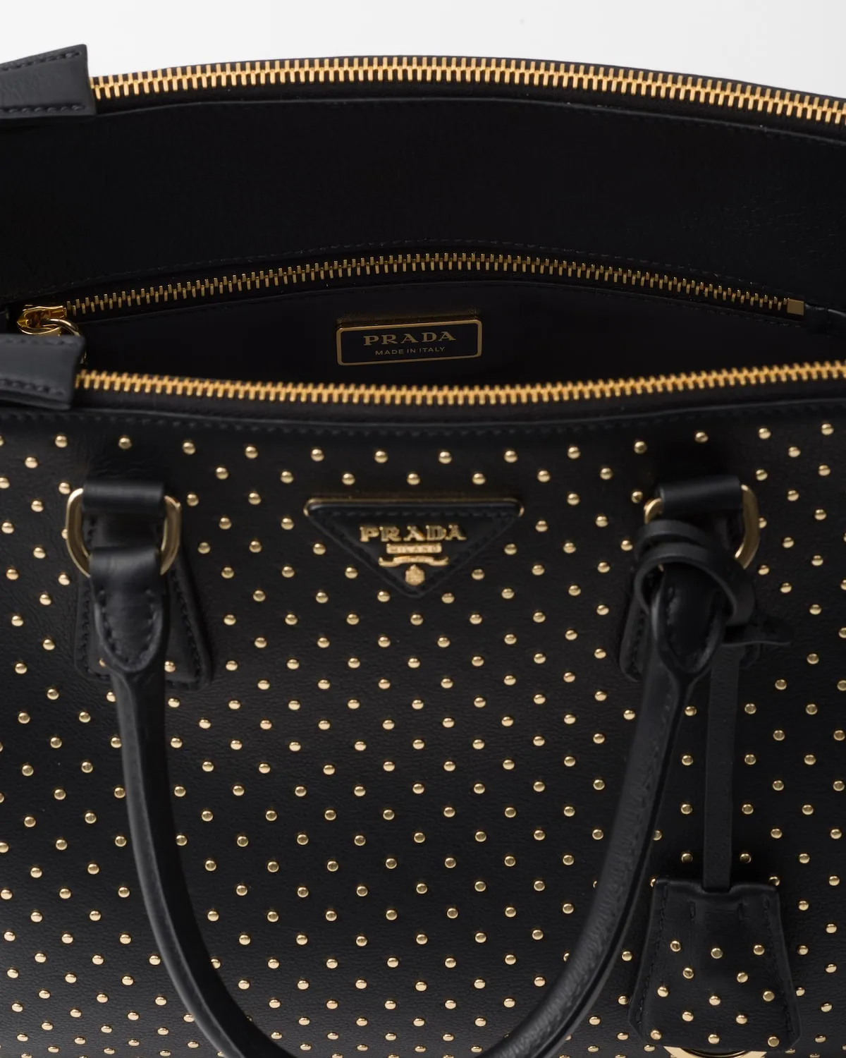 Large Prada Galleria Studded Leather Bag