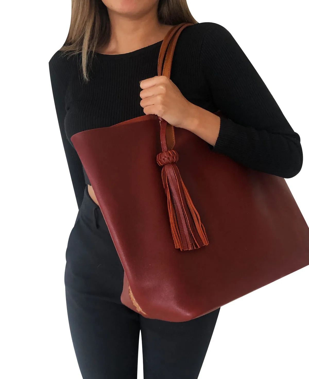 Large Tote Burgundy / Maroon Lidia Leather Bag