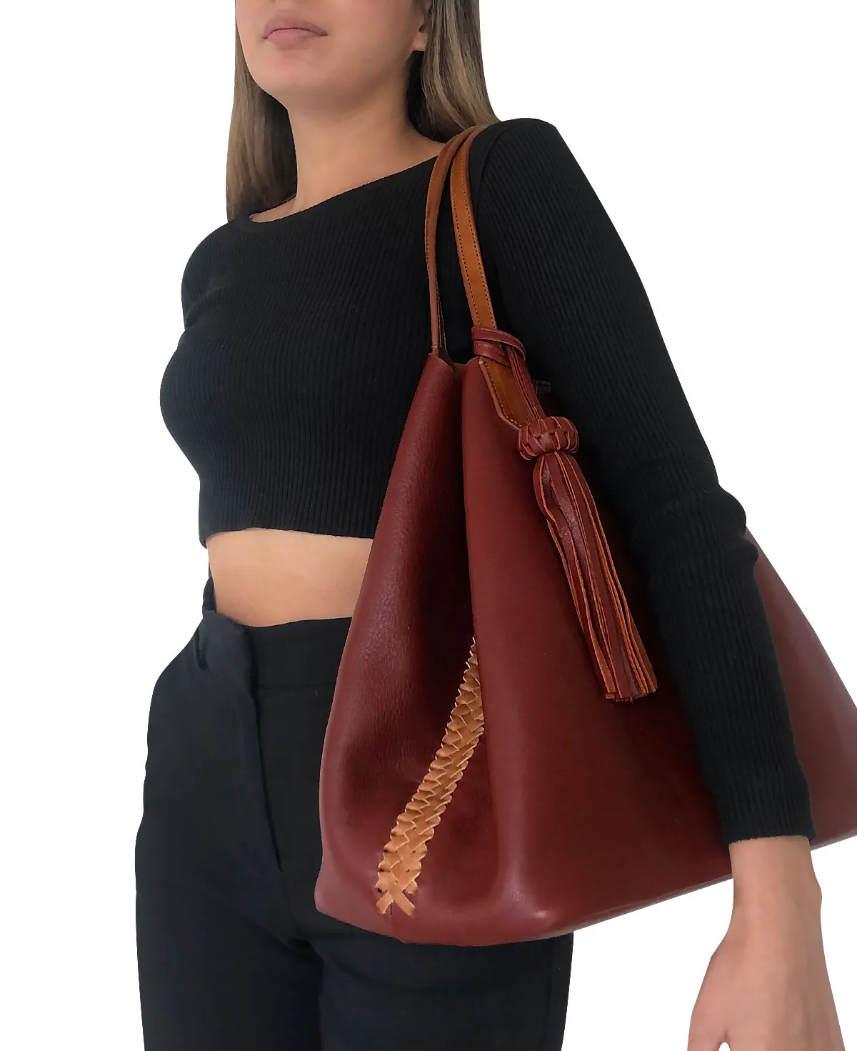 Large Tote Burgundy / Maroon Lidia Leather Bag