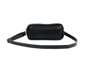 LEATHER FANNY PACK / LEATHER WAIST BAG - BLACK BISON