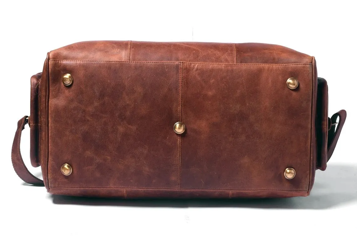 Leather Travel Duffel Bag – 100% Real Leather Weekender, Carry-On Luggage Bag for Men & Women