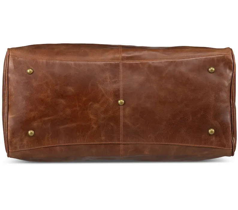Leather Travel Duffel Bag – 100% Real Leather Weekender, Carry-On Luggage for Men & Women