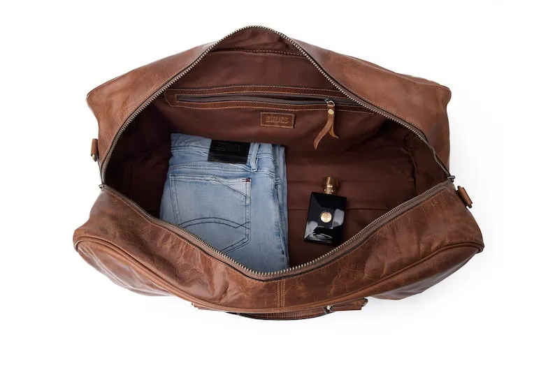 Leather Travel Duffel Bag – 100% Real Leather Weekender, Carry-On Luggage for Men & Women