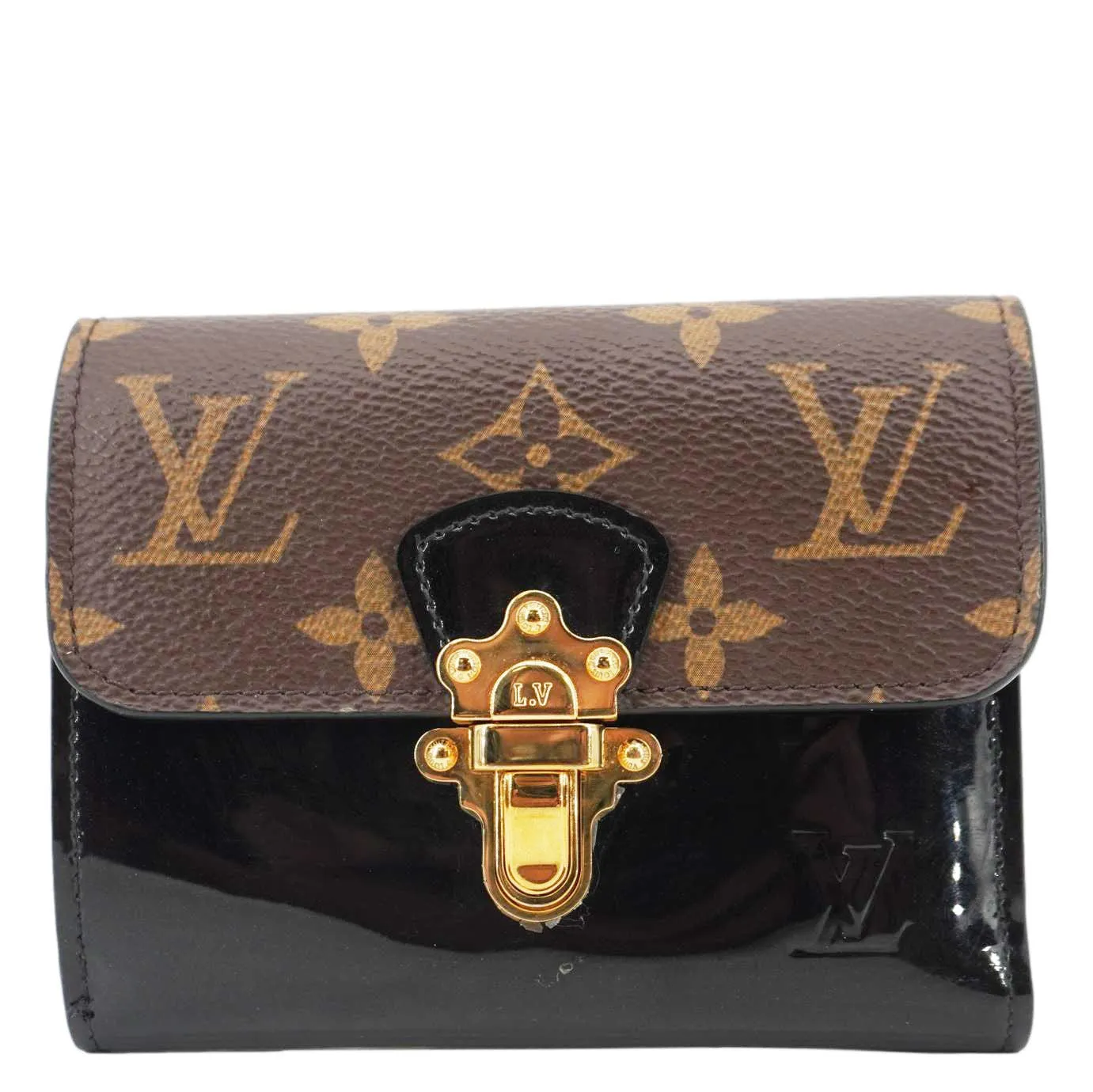 LOUIS VUITTON Cherrywood Monogram Canvas Compact Wallet Black