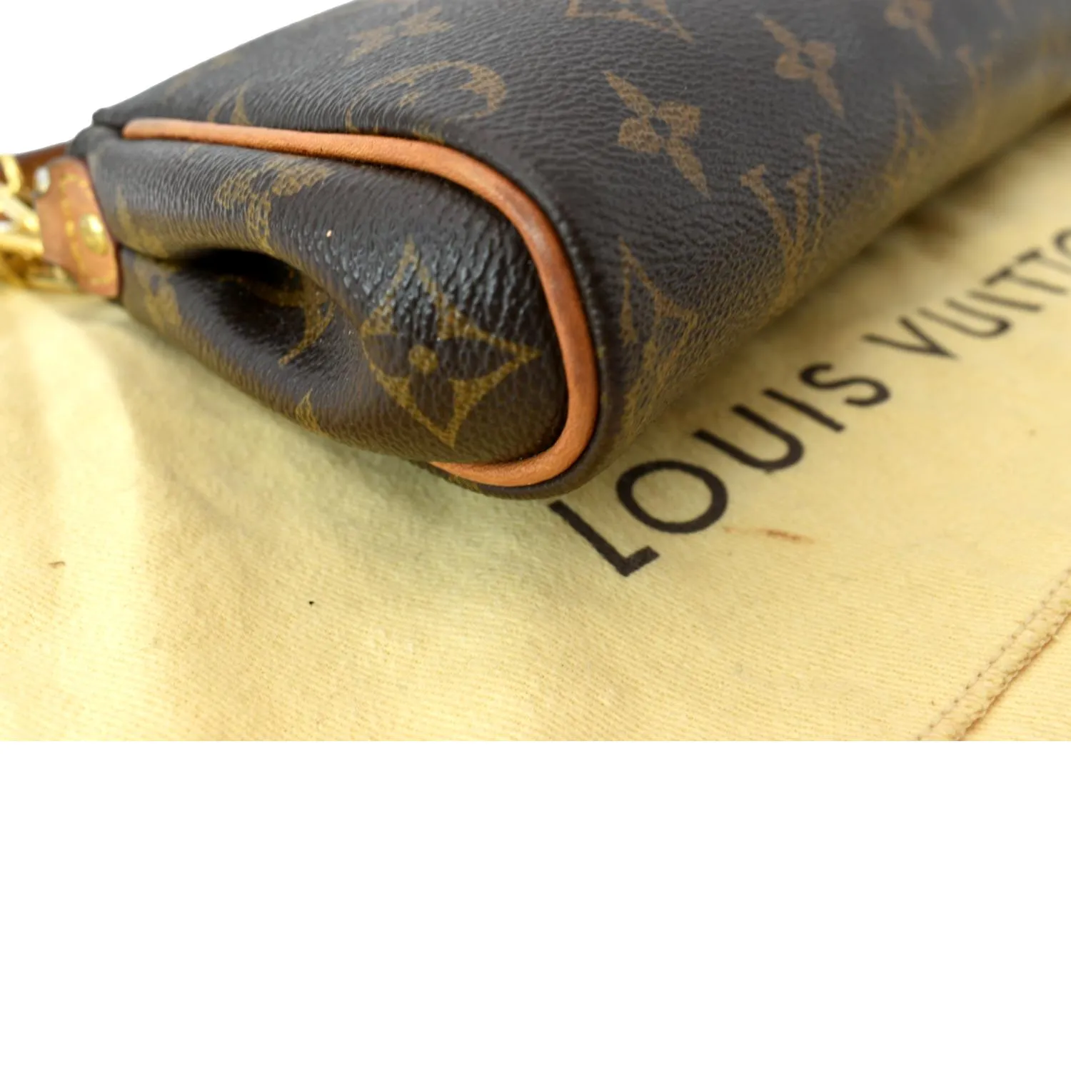 LOUIS VUITTON Eva Monogram Canvas Pochette Crossbody Bag Brown