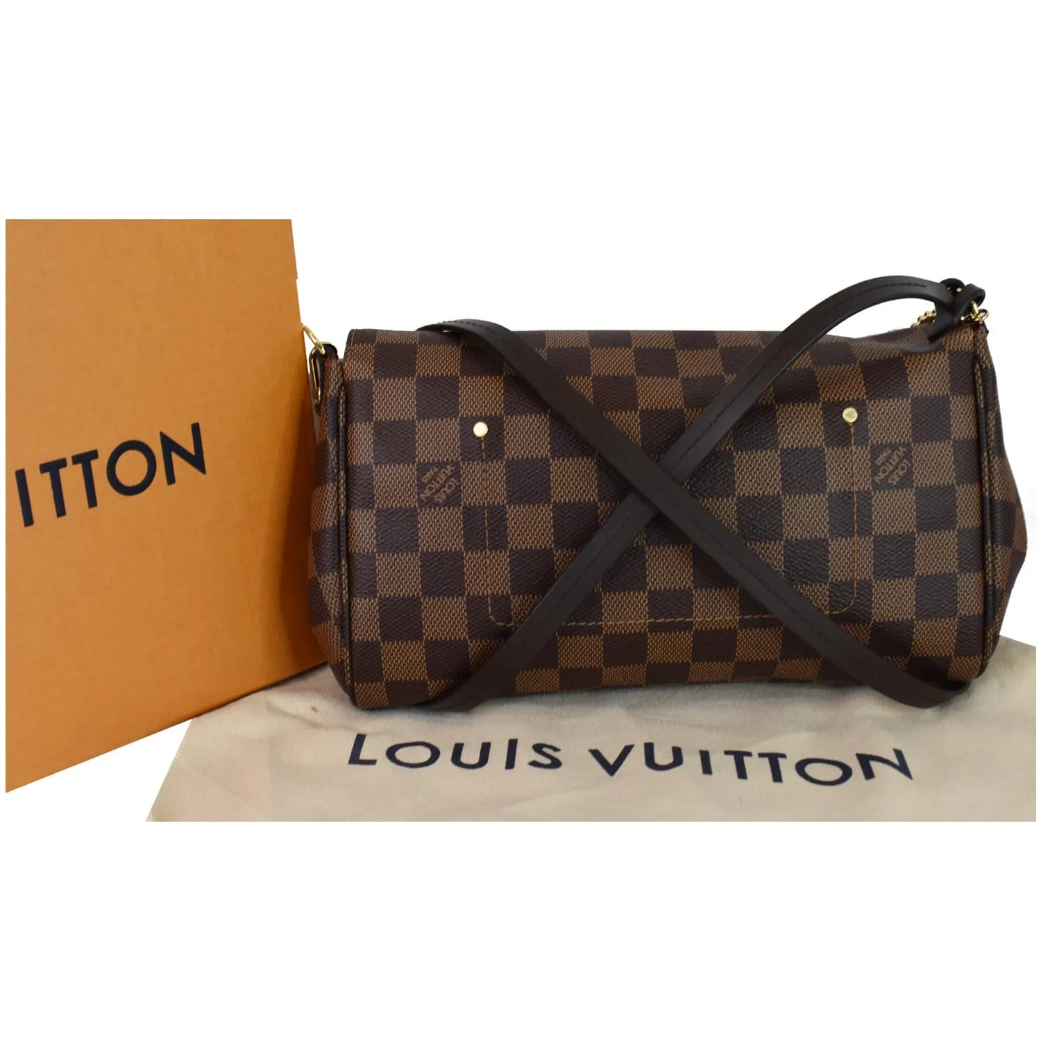 LOUIS VUITTON Favorite MM Damier Ebene Crossbody Bag Brown