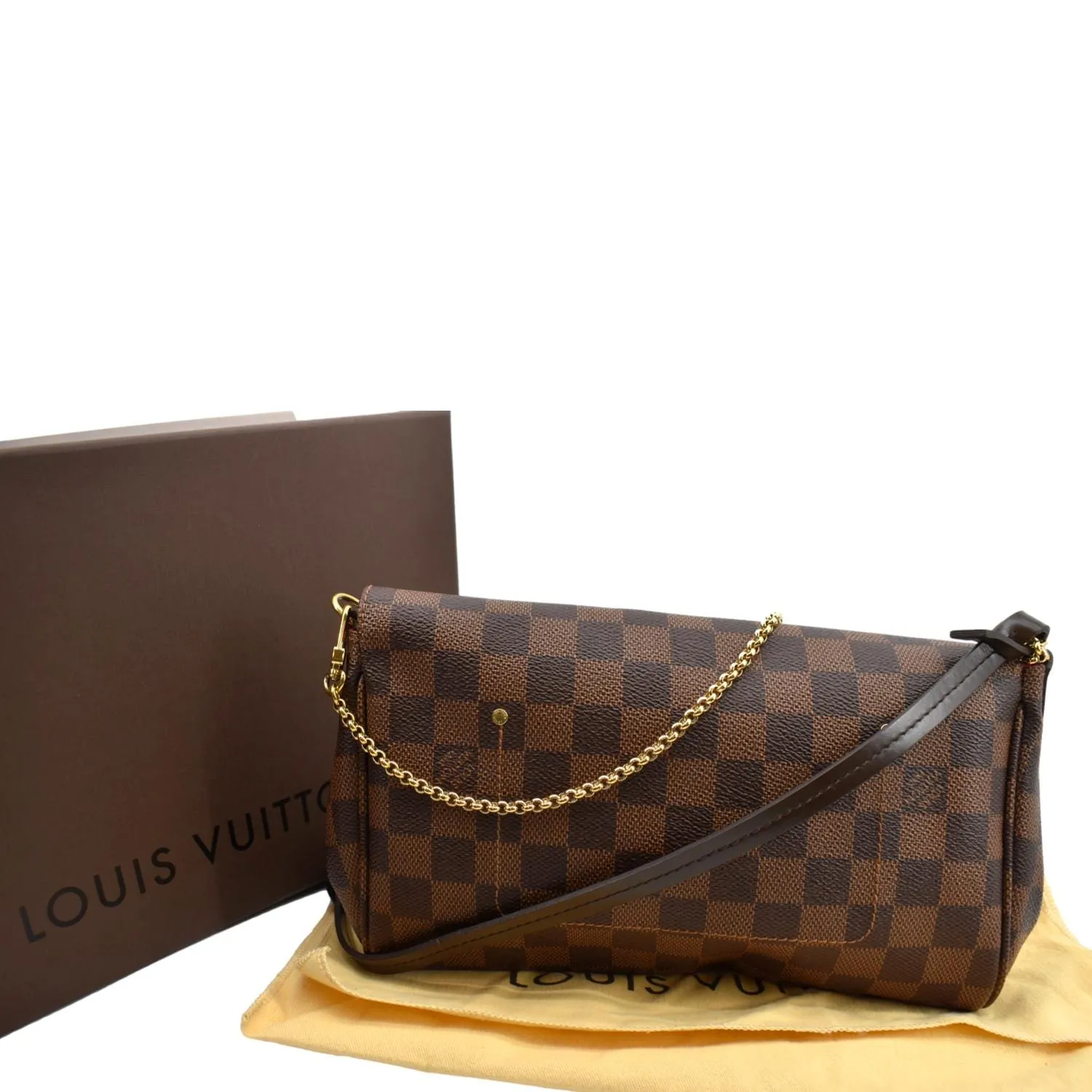 LOUIS VUITTON Favorite PM Damier Ebene Crossbody Bag Brown