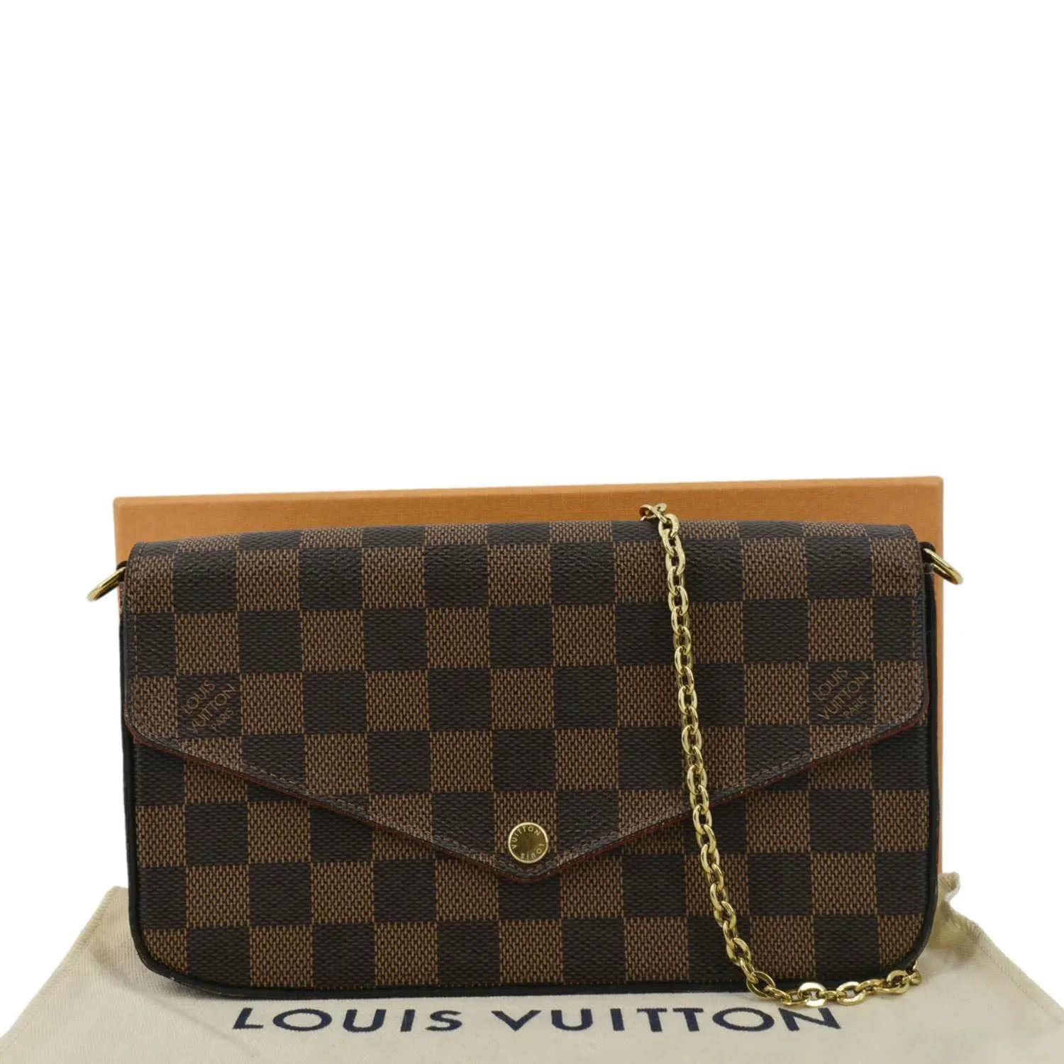 LOUIS VUITTON Felicie Damier Ebene Pochette Crossbody Bag Brown