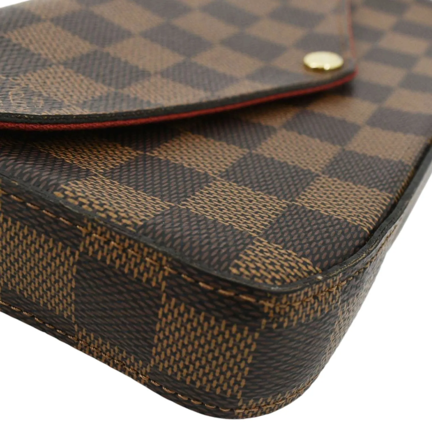 LOUIS VUITTON Felicie Damier Ebene Pochette Crossbody Bag Brown