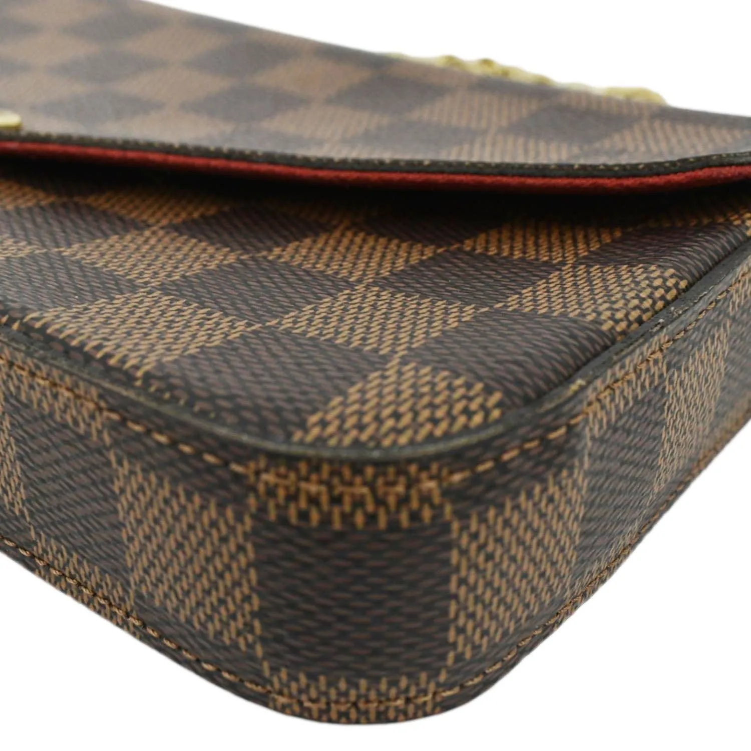 LOUIS VUITTON Felicie Damier Ebene Pochette Crossbody Bag Brown