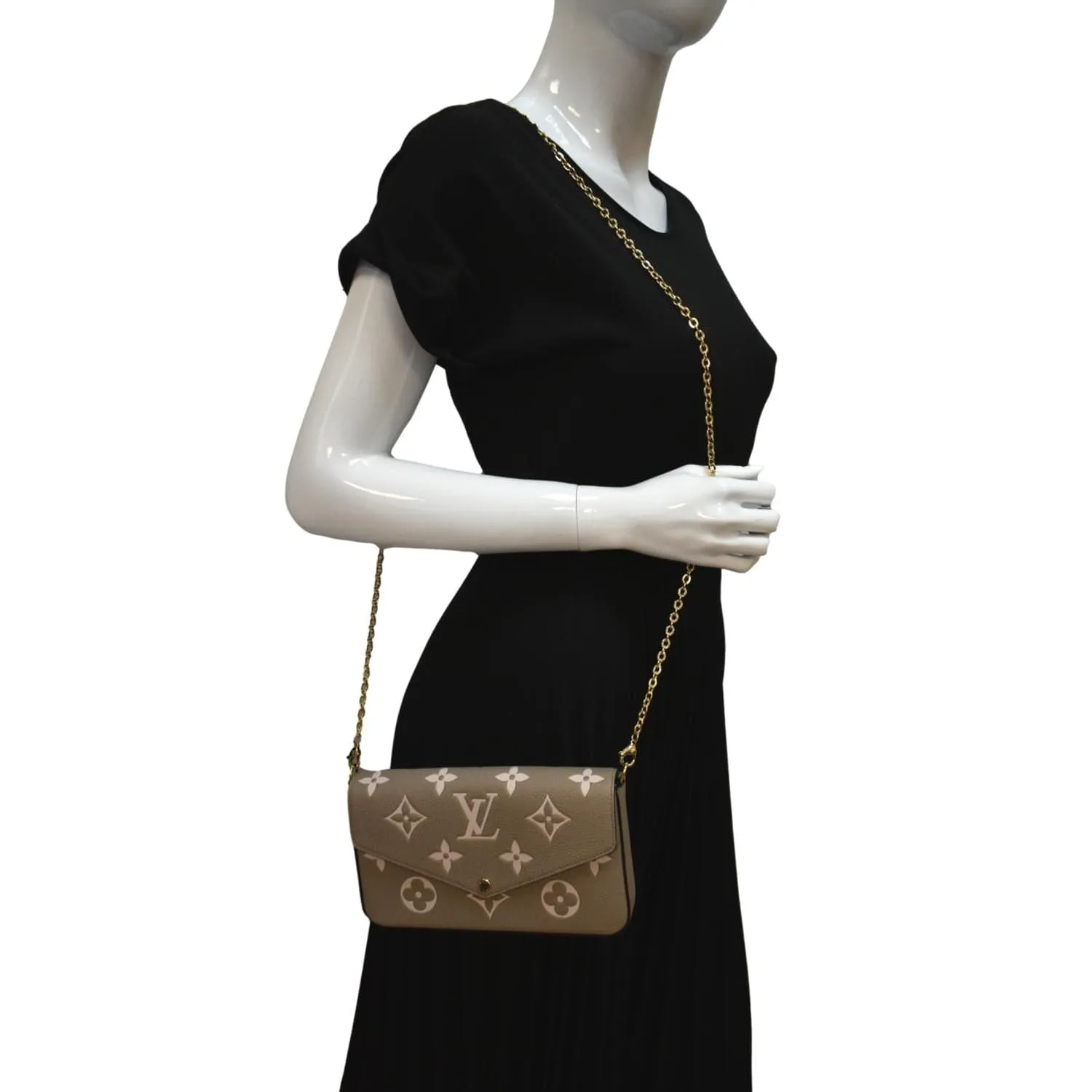 LOUIS VUITTON Felicie Pochette Monogram Empreinte Crossbody Bag Bicolor