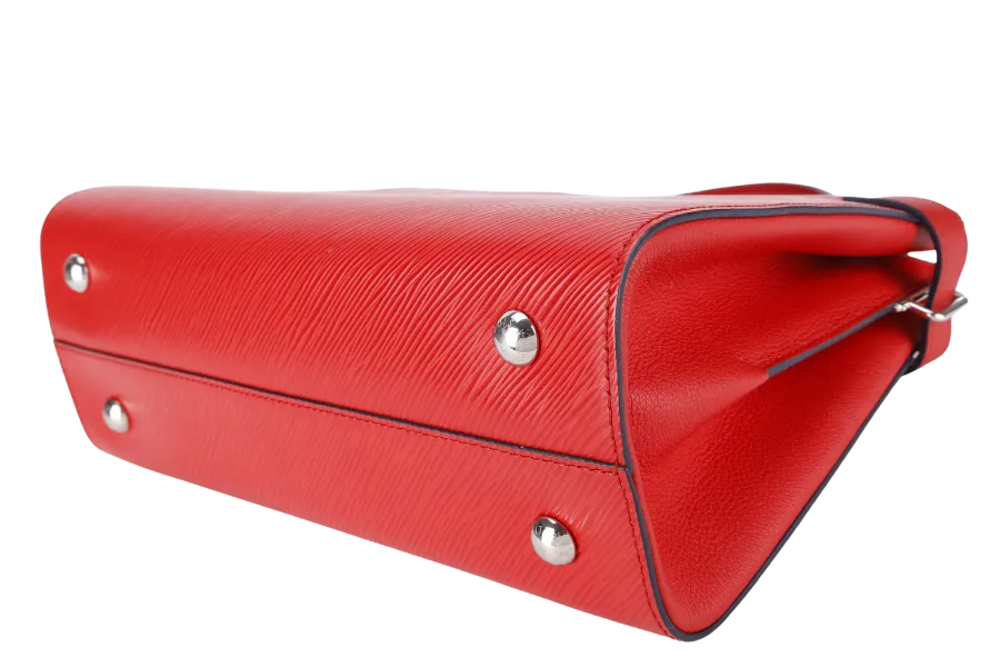 LOUIS VUITTON M54811 RED EPI LEATHER TWIST TOTE BAG SILVER HARDWARE WITH DUST COVER AND BOX