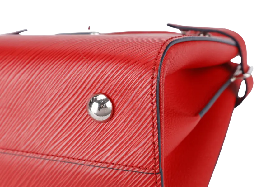 LOUIS VUITTON M54811 RED EPI LEATHER TWIST TOTE BAG SILVER HARDWARE WITH DUST COVER AND BOX