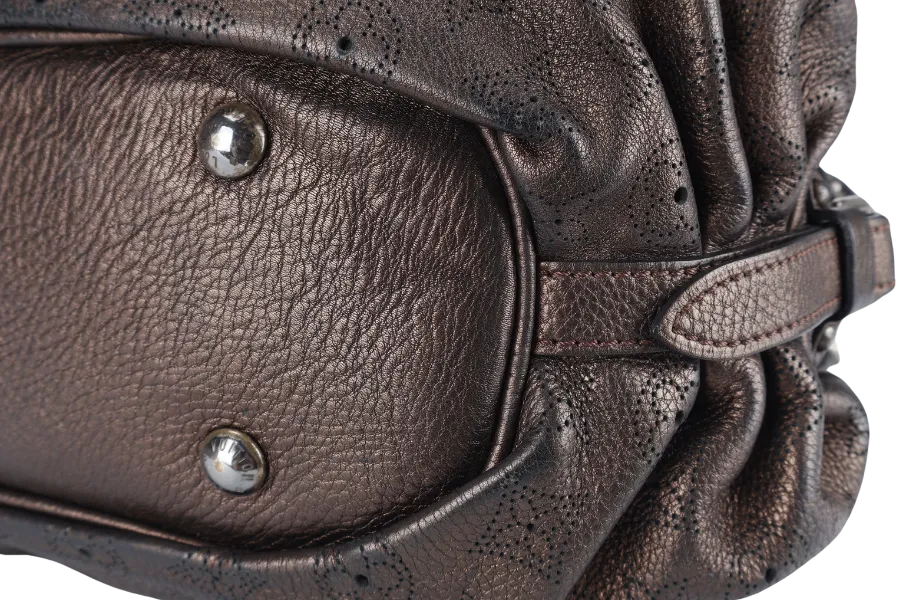 LOUIS VUITTON MAHINA BAG METALLIC BRONZE LEATHER SILVER HARDWARE NO DUST COVER