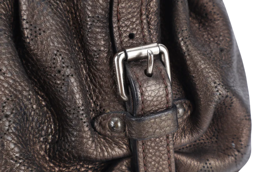 LOUIS VUITTON MAHINA BAG METALLIC BRONZE LEATHER SILVER HARDWARE NO DUST COVER