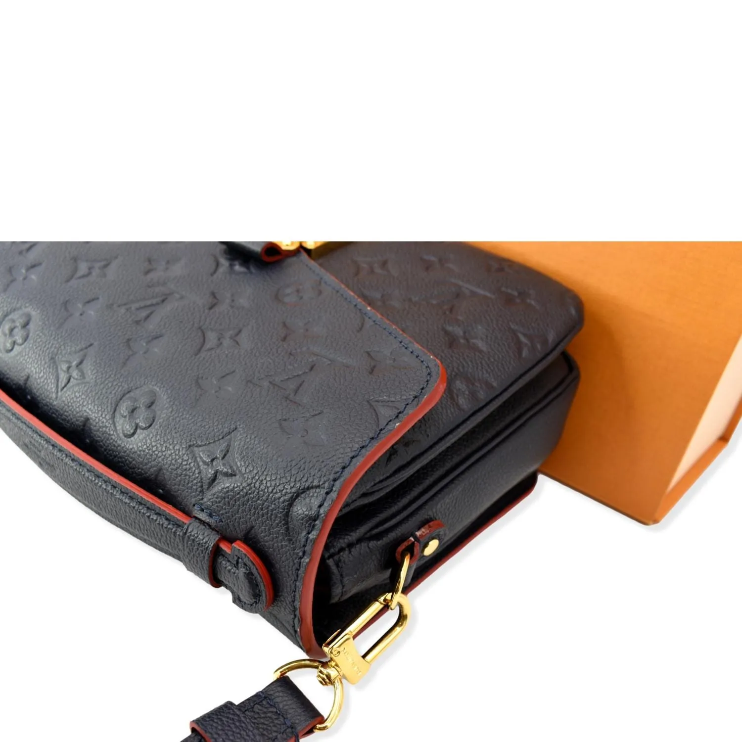 LOUIS VUITTON Metis Pochette Empreinte Leather Crossbody Bag Blue