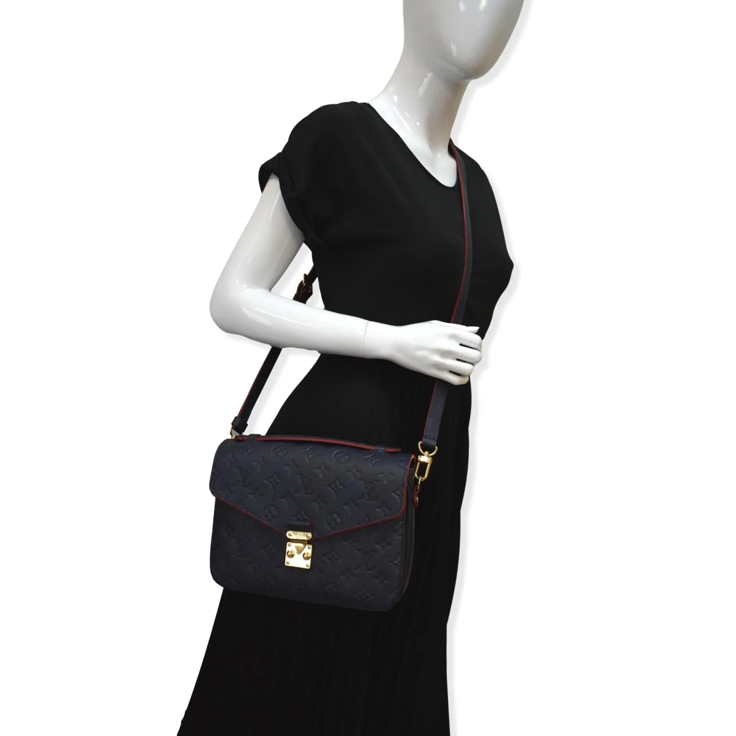 LOUIS VUITTON Metis Pochette Empreinte Leather Crossbody Bag Blue