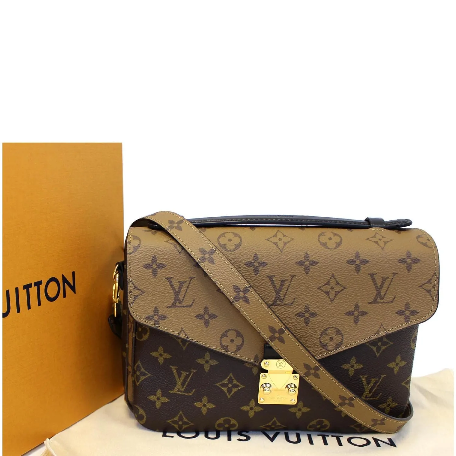 LOUIS VUITTON Metis Pochette Reverse Monogram Canvas Crossbody Bag Brown