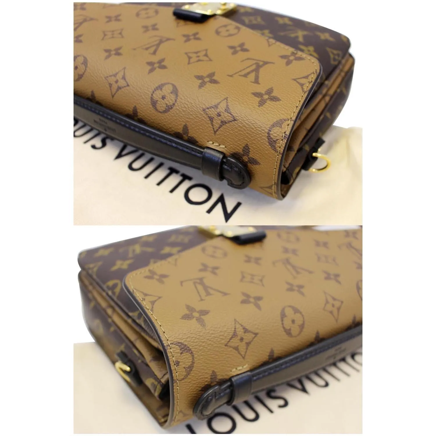 LOUIS VUITTON Metis Pochette Reverse Monogram Canvas Crossbody Bag Brown
