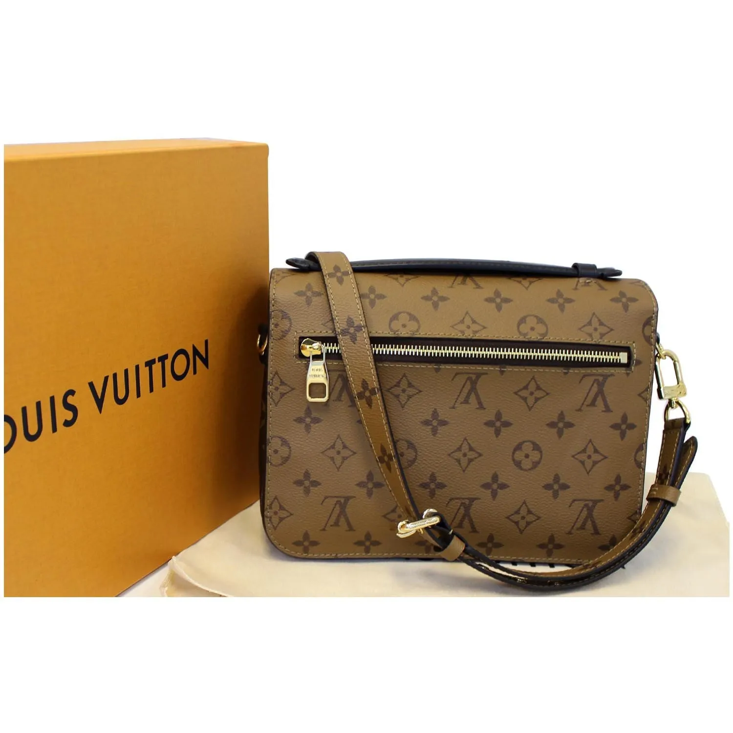 LOUIS VUITTON Metis Pochette Reverse Monogram Canvas Crossbody Bag Brown