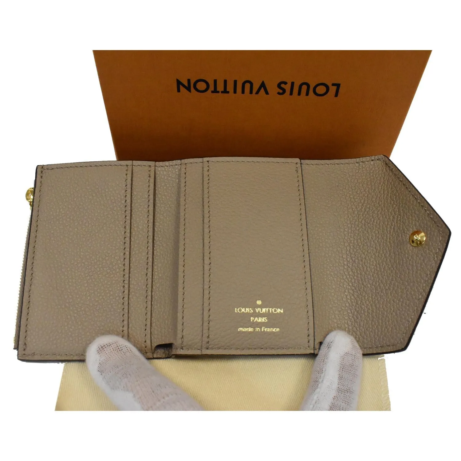 LOUIS VUITTON Monogram Empreinte Zoe Compact Wallet Tourterelle Gray