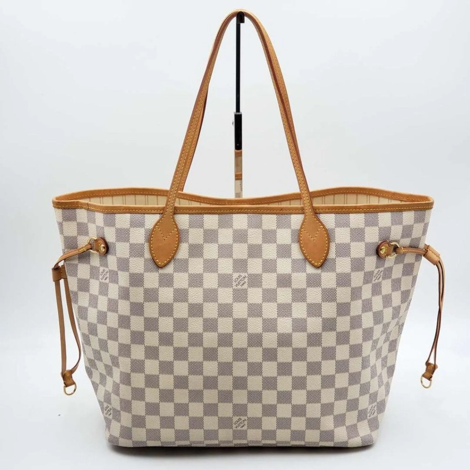 Louis Vuitton Neverfull MM White Damier Azur Canvas Shoulder Bag