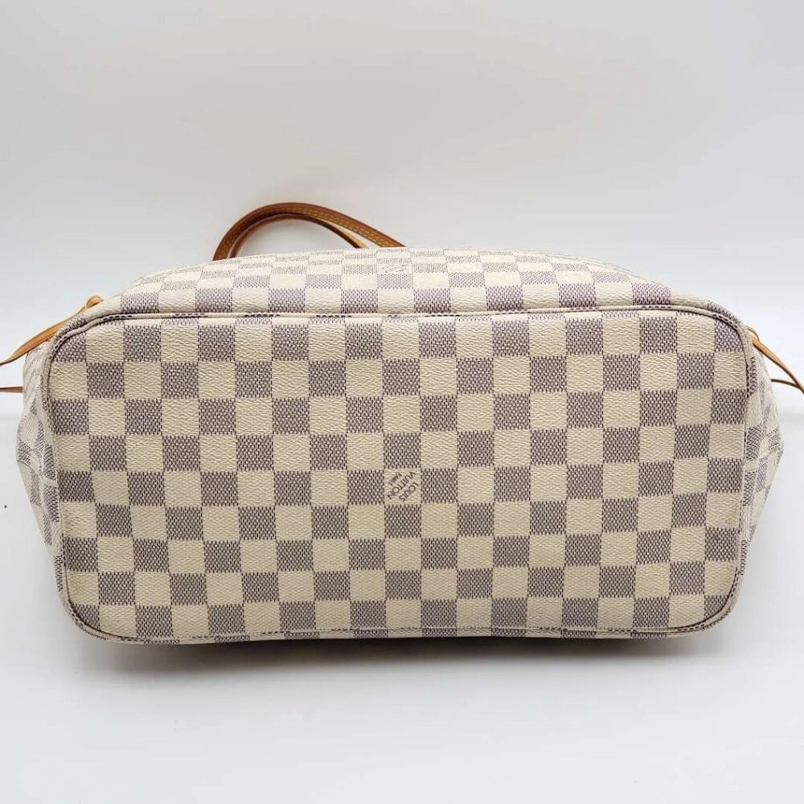 Louis Vuitton Neverfull MM White Damier Azur Canvas Shoulder Bag