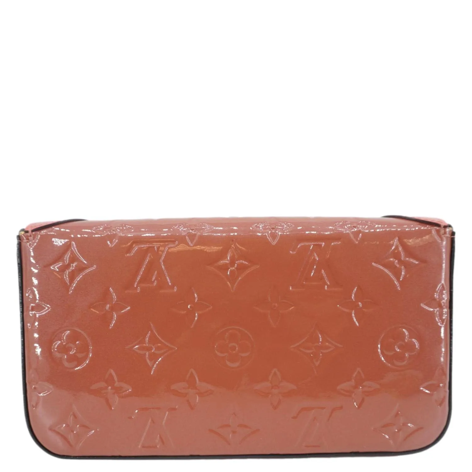 LOUIS VUITTON Valentine Dog Felicie Monogram Vernis Crossbody Bag Orange