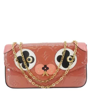 LOUIS VUITTON Valentine Dog Felicie Monogram Vernis Crossbody Bag Orange