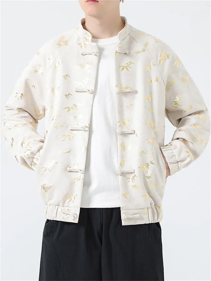 Male Bamboo Leaves Pattern Traditional Chinese Jackets