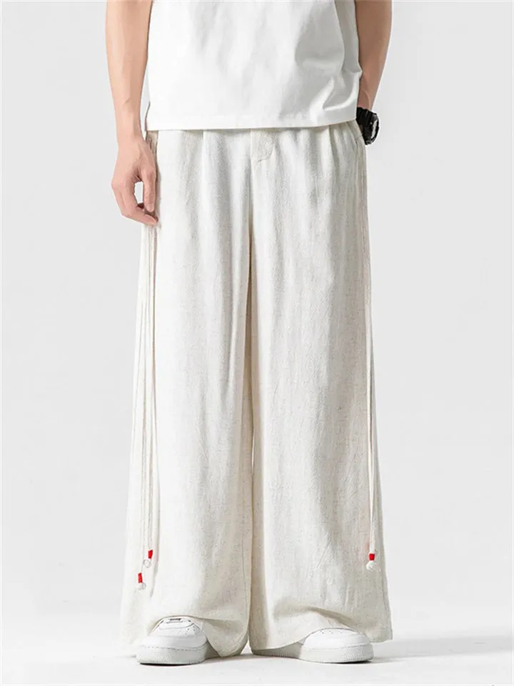 Male Chic Side Strap Design Chinese Style Pants
