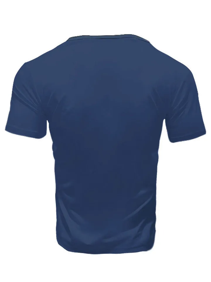 Male Contrast Color V-Neck Short Sleeve Shirts